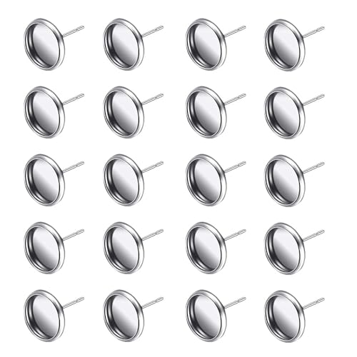 120 Stück 304 Edelstahl blanko Ohrstecker Lünette für Schmuckherstellung DIY Fundstücke (8 mm Silber) von YiChuangXin