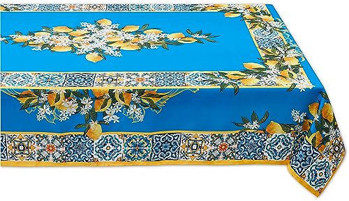 Provence Mediterrane Fliesen-Tischdecke – knitterfreie Tischdecke für Frühlings-Sommer-Dekorationen, Picknicks und Partys – für drinnen und draußen, schmutzabweisend, 132 x 178 cm, rechteckig von YiHomer