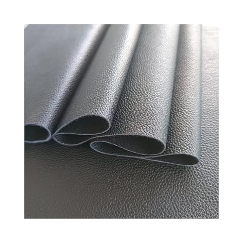 0,7 mm dick, schwarzes, ultradünnes Rindsleder, echtes genarbtes Rindsleder für Kleidungsstücke (Muster 5, Schwarz, 30,5 x 61 cm) von YiJiaXiang