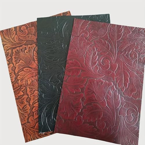 YiJiaXiang Geprägte Lederstücke mit Blumenmuster, dekoratives strukturiertes Material, mehrere Größen zur Auswahl (schwarz, 40,6 x 81,3 cm) von YiJiaXiang
