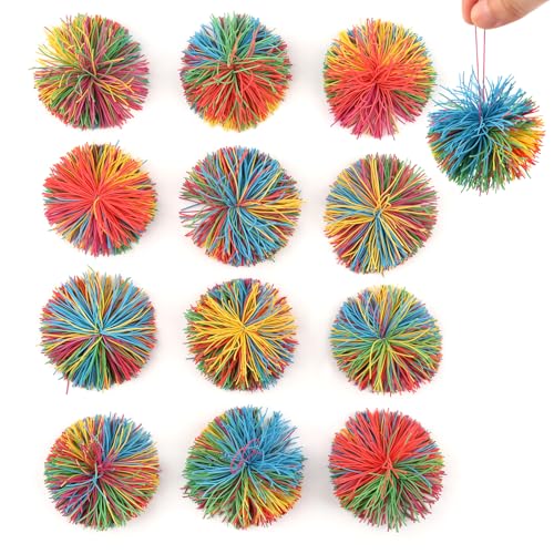 12 Stück Stringy Balls, Wuschelball, Kinder mitgebsel, Sticky Balls Zum Stressabbau für Kinder und Erwachsene (Mehrfarbig) von YiJiuBa