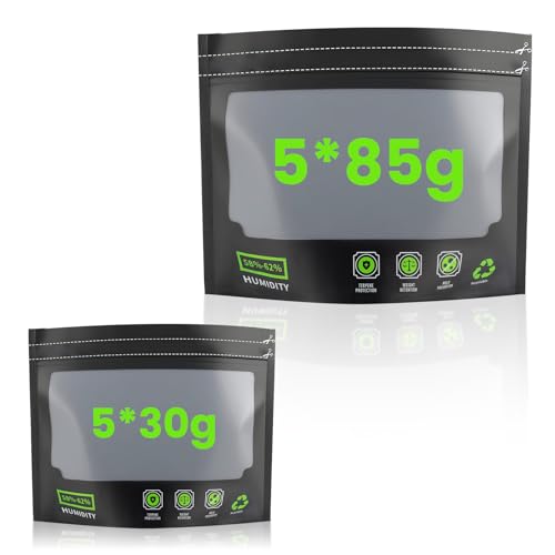 YiJiuBa 10 Stück Grove Bags Terploc Wiederverwendbare Aufbewahrungsbeutel, 5 X 30g (15x20cm) + 5 X 85g (20x25cm), Sauerstoff- und Feuchtigkeitsregulierend (58–62%) für Lagern, Fermentieren & Aufbewah von YiJiuBa