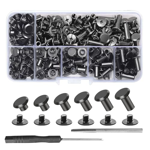110 Sets Buchschrauben, M5 Chicago Schrauben Set, Schraubnieten für Leder Nieten Set mit Hülsenschrauben, Binding Schrauben Ledernieten Set, Hohlnieten Set für Basteln Leder Gürtel Gepäck Taschen 110 Sets Buchschrauben, M5 Chicago Schrauben Set, Schraubnieten für Leder Nieten Set mit Hülsenschrauben, Binding Schrauben Ledernieten Set, Hohlnieten Set für Basteln Leder Gürtel Gepäck Taschen von YiLUXmyyxgs