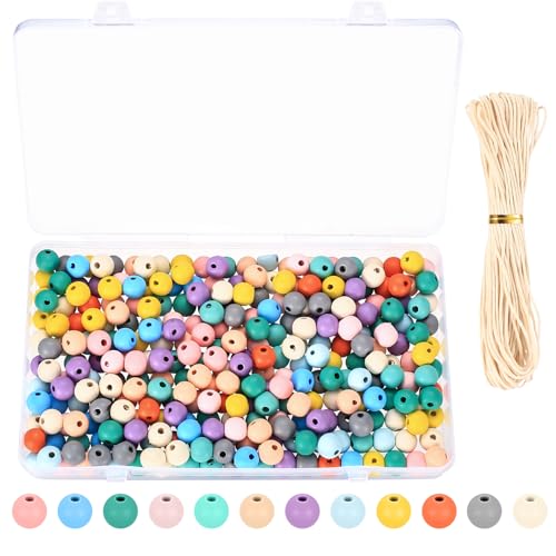 300 Stück 10mm Holz Perlen Holzperlen Bunte Holzperlen zum Auffädeln, Bunt Runde Holzkugeln mit Loch, Bastelperlen Pastel, für DIY Schmuckherstellung Armbänder Herstellung, mit 10m gewachstes Band 300 Stück 10mm Holz Perlen Holzperlen Bunte Holzperlen zum Auffädeln, Bunt Runde Holzkugeln mit Loch, Bastelperlen Pastel, für DIY Schmuckherstellung Armbänder Herstellung, mit 10m gewachstes Band von YiLUXmyyxgs