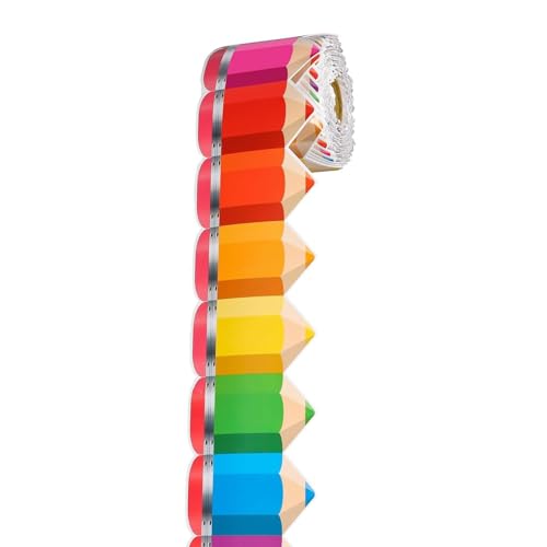 Bunte Bleistiftmuster Grenzverkleidung Wandaufkleber Bulletin Brettverkleidung 32 8ft Für Klassenzimmer Kabine Tafel Tafel Tafelkleber Aufkleber von YiNLuax
