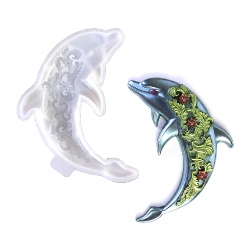 Epoxidharz-Form, Motiv: Rose, Delfin, Wanddekoration, hängende Ornamente, 3D-Tier-Silikon, für Wohnzimmer und Zuhause von YiNLuax