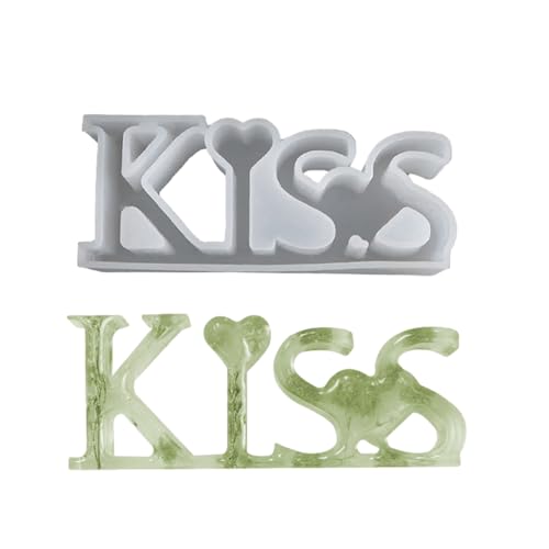 Silikonform mit englischen Buchstaben "Love Kiss", Epoxidharz für Bastelarbeiten, Desktop-Ornamente, Schmuckherstellung, Werkzeug, Dekoration von YiNLuax