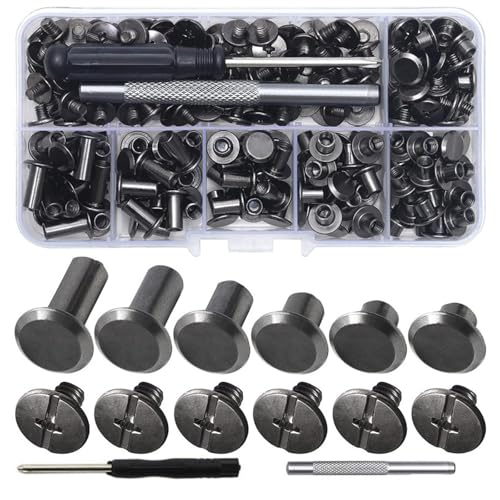 YiNLuax 110pieces Bindungsschrauben Metallschrauben Nieten Ersatz Bindungsnieten Für Lederhandwerksprüffeltaschenbuch Metall Buchschrauben von YiNLuax