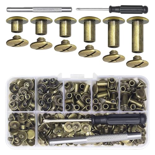 YiNLuax 110pieces Bindungsschrauben Metallschrauben Nieten Ersatz Bindungsnieten Für Lederhandwerksprüffeltaschenbuch Metall Buchschrauben von YiNLuax