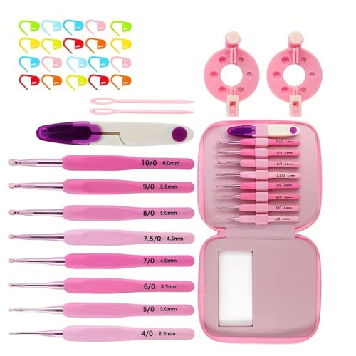 YiNLuax 9pcs Ergonomic Soft Grip Crochet Hook 2 0 Mm-6mm Aluminiumhäkelnnadel Mit Aufbewahrungskoffer Und Strickzubehör Mit Gehäuse Und Zubehör YiNLuax 9pcs Ergonomic Soft Grip Crochet Hook 2 0 Mm-6mm Aluminiumhäkelnnadel Mit Aufbewahrungskoffer Und Strickzubehör Mit Gehäuse Und Zubehör von YiNLuax