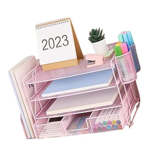 YiNLuax Briefablage aus Metall mit 4 Ebenen, mit Zeitschriftenständer, Schublade, Stiftebecher, Schreibtisch-Organizer und Zubehör, multifunktional YiNLuax Briefablage aus Metall mit 4 Ebenen, mit Zeitschriftenständer, Schublade, Stiftebecher, Schreibtisch-Organizer und Zubehör, multifunktional von YiNLuax