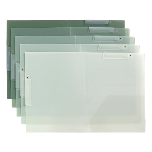 YiNLuax Dokumententasche mit drehbarer Klemme, transparent, Dokumenten-Organizer, Aktenordner, Querformat, Präsentationsmappe, Kunst, 5 Stück von YiNLuax