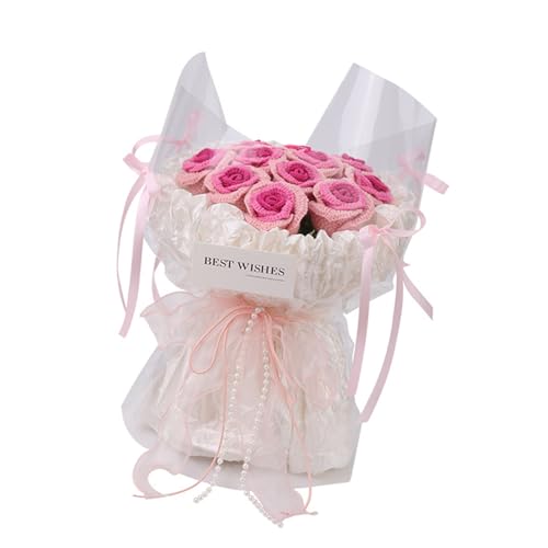YiNLuax Häkelblumenstrauß-Zubehör für Anfänger, Häkel-Hobbyisten, inklusive Schritt-für-Schritt-Anleitung (evtl. nicht in deutscher Sprache), Garne, Häkelnadel, Blumenstrauß, Häkeln von YiNLuax
