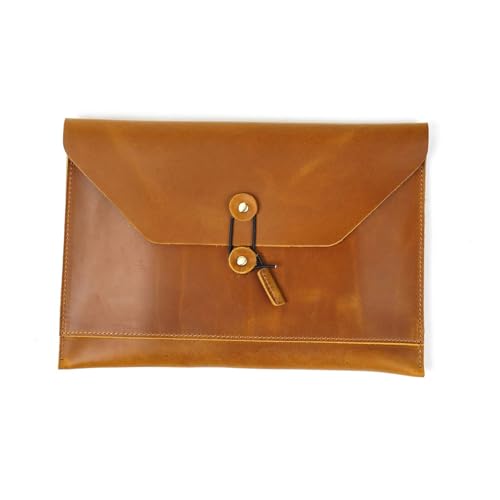 YiNLuax Leder Aktenordner Multifunktionale Dokumententasche mit mehreren Kartenfächern und Schnurverschluss, Leder-Laptophülle von YiNLuax