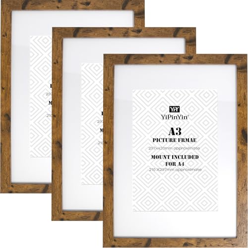 Bilderrahmen aus Holz, A3, 3 Stück, mit doppelten Passepartouts für A4 oder 15,2 x 20,3 cm, 3 Stück mit Plexiglas-Vorderseite für Wanddekoration … Bilderrahmen aus Holz, A3, 3 Stück, mit doppelten Passepartouts für A4 oder 15,2 x 20,3 cm, 3 Stück mit Plexiglas-Vorderseite für Wanddekoration … von YiPinYin