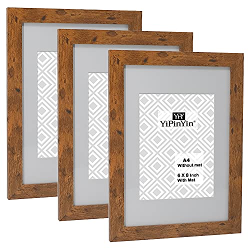 Rustikaler A4-Bilderrahmen aus Holz, mit säurefreiem Passepartout für 15,2 x 20,3 cm, A4-Bilderrahmen, 3 Stück, mit sicherer Acryl-Front für Tisch- oder Wanddekoration Rustikaler A4-Bilderrahmen aus Holz, mit säurefreiem Passepartout für 15,2 x 20,3 cm, A4-Bilderrahmen, 3 Stück, mit sicherer Acryl-Front für Tisch- oder Wanddekoration von YiPinYin