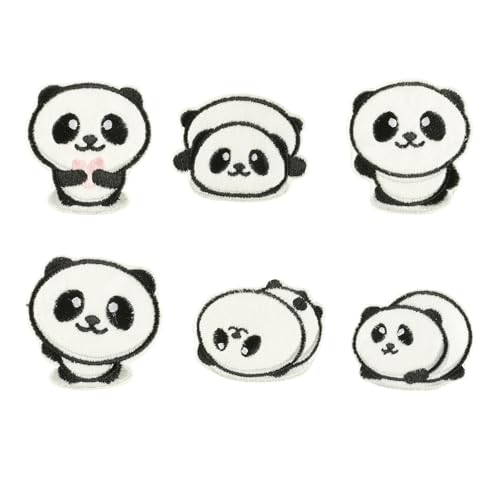 6 PCs Cartoon Panda Eisen Auf Flecken Tierreparaturflecken Auf Applikationsflecken Für Kleidung Jeans Rucksäcke Nähen von YiQinzcxg