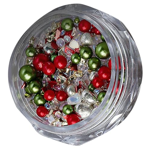 Weihnachtliche Nagelkunst-Perlen, Strasssteine, Kristall, DIY, gemischter Schmuck, Perlen, Teile, Maniküre, Nägel, Zubehör, gemischte Harz-Strasssteine, runde Perlen von YiQinzcxg