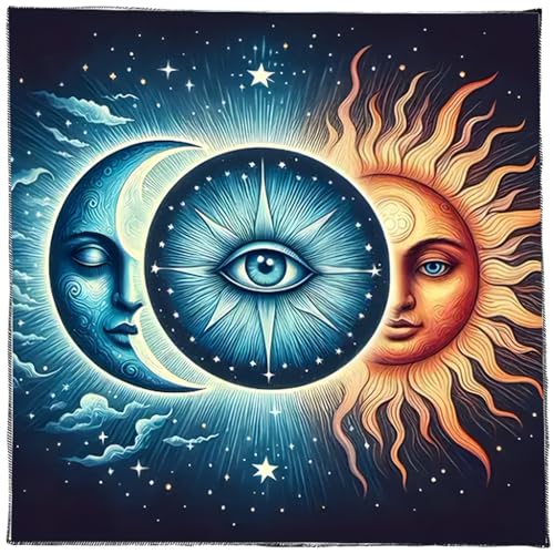 YiQinzcxg Divinationen Tischdecke Blumenmondsonne Astrologie Tarotkarte Tischdecke Altars Stoff Göttlichkeit Brettspiel Accessoire von YiQinzcxg