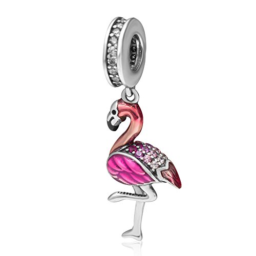 Flamingo-Anhänger, 925er-Sterlingsilber, Geburtstags-Anhänger in Tierform für Pandora-Bettelarmbänder von YiRong Jewelry