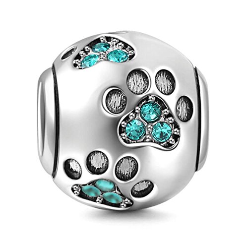Hundepfötchen-Anhänger, aus 925er-Sterlingsilber, Tieranhänger, Geburtstagsanhänger, für Pandora-Bettelarmbänder grün Hundepfötchen-Anhänger, aus 925er-Sterlingsilber, Tieranhänger, Geburtstagsanhänger, für Pandora-Bettelarmbänder grün von JYRRONG