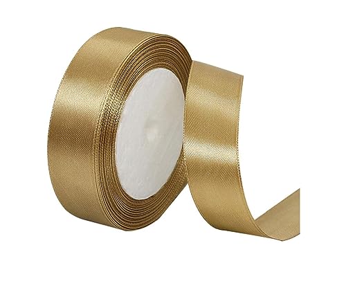 Geschenkband, 2cmx22m Satinband, Dekoration Geschenkband breit Schleifenband, Stoffband für Hochzeit und Geburtstag Geschenke, Satin Dekoband,Deko Band Geschenkverpackung,Dekoration Bänder (Gold) von YiXuTag