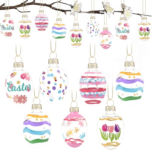 12 Stück Ostereier zum Aufhängen Glas-Osterei-Ornamente zum Aufhängen Ostern Ostereier Deko für Osterparty Dekoration Frühling, Frühling Heimdekoration 12 Stück Ostereier zum Aufhängen Glas-Osterei-Ornamente zum Aufhängen Ostern Ostereier Deko für Osterparty Dekoration Frühling, Frühling Heimdekoration von YiYa