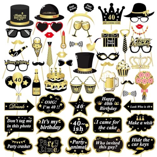 Requisiten lustige Photo Bronzieren Foto Requisiten 40 Geburtstag Photobooth Requisiten Requisiten,53-teiliges DIY-Kit geeignet für Seine oder ihre 40. Geburtstagsfeier Photobooth Antrieb Requisiten lustige Photo Bronzieren Foto Requisiten 40 Geburtstag Photobooth Requisiten Requisiten,53-teiliges DIY-Kit geeignet für Seine oder ihre 40. Geburtstagsfeier Photobooth Antrieb von YiYaO