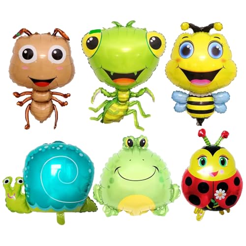 6-teiliges Insekten-Luftballon-Set, Biene, Marienkäfer, Ameise, Mantis, Frosch, Schnecken, Folienballon für Geburtstag, Garten, Jungen, Babyparty, Tier, Insekten, Motto-Party-Zubehör, Dekorationen 6-teiliges Insekten-Luftballon-Set, Biene, Marienkäfer, Ameise, Mantis, Frosch, Schnecken, Folienballon für Geburtstag, Garten, Jungen, Babyparty, Tier, Insekten, Motto-Party-Zubehör, Dekorationen von YiYou
