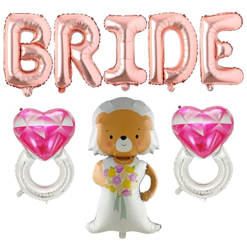 Riesige Braut-Folienballons, 81,3 cm, silberfarbene Buchstaben, Banner, Bär, Braut, Ring, Mylar-Folienballons für Hochzeit, Verlobung, Dusche, zukünftige Braut, Party-Dekorationen, 8 Stück Riesige Braut-Folienballons, 81,3 cm, silberfarbene Buchstaben, Banner, Bär, Braut, Ring, Mylar-Folienballons für Hochzeit, Verlobung, Dusche, zukünftige Braut, Party-Dekorationen, 8 Stück von YiYou