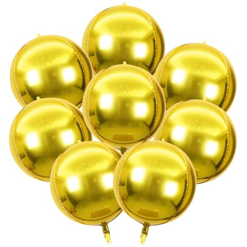 YiYou Gold Runde Folienballons 55.9 cm 4D Mylar Orbz 8 Stück Set Party Dekorationen (Gold) von YiYou