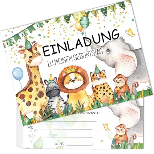 YianHien 12x Waldtiere Einladungskarten Kindergeburtstag für Junge und Mädchen, Waldtiere Einladungskarten Geburtstag Set für Kindergeburtstag Themenparty, Wald Einladung zum Kinder Geburtstag von YianHien