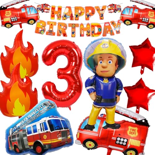 YianHien Feuerwehr Geburtstagsdeko 3 Jahre Jungen, XXL Feuerwehrmann Sam Kinder Geburtstag Luftballons Set Deko für 3 Jahre Kinder, Feuerwehr Theme Party Deko, Kindergeburtstag Folienballon Decoration YianHien Feuerwehr Geburtstagsdeko 3 Jahre Jungen, XXL Feuerwehrmann Sam Kinder Geburtstag Luftballons Set Deko für 3 Jahre Kinder, Feuerwehr Theme Party Deko, Kindergeburtstag Folienballon Decoration von YianHien