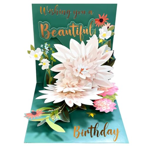 YianHien Lotus Geburtstagskarte Frau, Handgemachte Edle Lotosblume Geburtstagskarte für Mama Ehefrau Freundin Oma Tante Schwestern, 3D Glückwunschkarte zum Geburtstag, Überraschung Lotus Klappkarte von YianHien