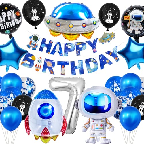 YianHien Weltraum Geburtstagsdeko 7 Jahre Jungen, 25 Stück Astronaut Rakete Raumschiff Folienballon Set, Weltraum Geburtstag Deko Kinder Party Theme Luftballons, XXL Astronaut Kindergeburtstag Deko YianHien Weltraum Geburtstagsdeko 7 Jahre Jungen, 25 Stück Astronaut Rakete Raumschiff Folienballon Set, Weltraum Geburtstag Deko Kinder Party Theme Luftballons, XXL Astronaut Kindergeburtstag Deko von YianHien