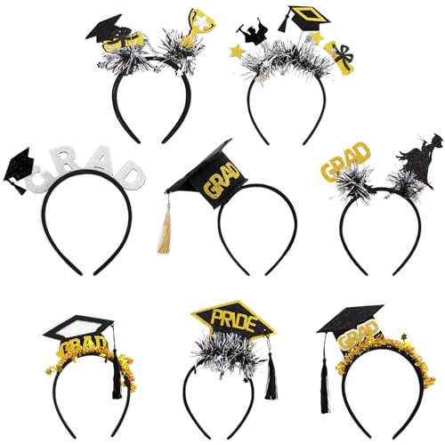 Yianyal Abschlusshut Stirnband, Filz Congrats Grad Kopfbedeckung, Wiederverwendbare Glitzer Graduation Stirnband 8er Set für Kindergarten Universität Party Foto Prop Bühnenaufführung Yianyal Abschlusshut Stirnband, Filz Congrats Grad Kopfbedeckung, Wiederverwendbare Glitzer Graduation Stirnband 8er Set für Kindergarten Universität Party Foto Prop Bühnenaufführung von Yianyal
