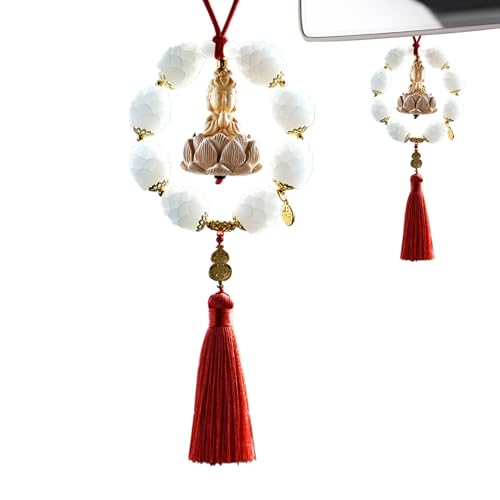 Yianyal Rückspiegel-Zubehör | Dekorativer Buddha-Auto-Ornament, -Holzperlen-Anhänger mit Buddha-Statue, Ornament für Männer und Frauen von Yianyal