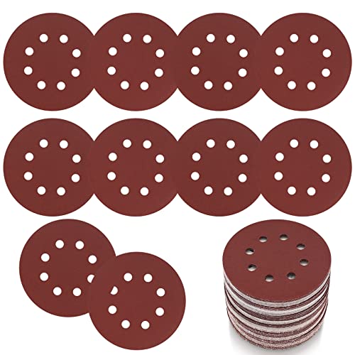 15 Stück Schleifpapier 125mm Klett, 180 Körnung Schleifscheiben, 8 Löcher Rund Klett Schleifpapier für Exzenterschleifer Holz, Metall, Farbe von Yibaijia