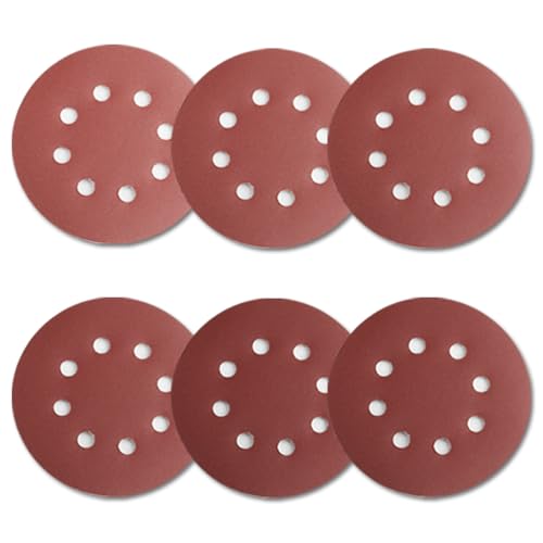 90 Stück Schleifpapier 125mm Klett, 40/60/80/120/180/240 Körnung Schleifscheiben 125mm Klett, 8 Löcher Rund Schleifscheiben Schleifpapier für Exzenterschleifer, Holz, Metall von Yibaijia
