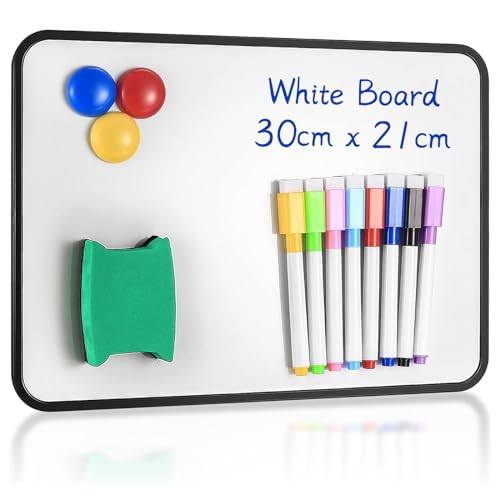 Whiteboard Magnetwand, kleine doppelseitige Whiteboard Trocken abwischbare, A4-Format Magnettafel Magnetwand, mit trocken abwischbaren Stiften, Radiergummi, 30 x 21 cm von Yibaijia