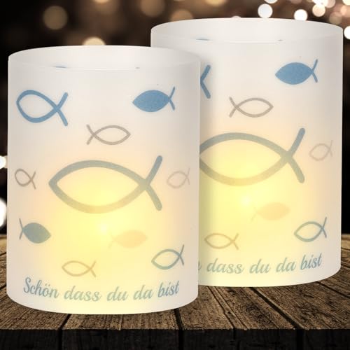 16 Windlicht Tischdeko Taufe Deko, Taufe Deko Junge Mädchen, Tischdeko konfirmation deko, Meine Kommunion Deko Fisch blau, Kommunion Gastgeschenke, SchöN DASS Du Da Bist, für Teelichter Oder Kerzen 16 Windlicht Tischdeko Taufe Deko, Taufe Deko Junge Mädchen, Tischdeko konfirmation deko, Meine Kommunion Deko Fisch blau, Kommunion Gastgeschenke, SchöN DASS Du Da Bist, für Teelichter Oder Kerzen von Yibat