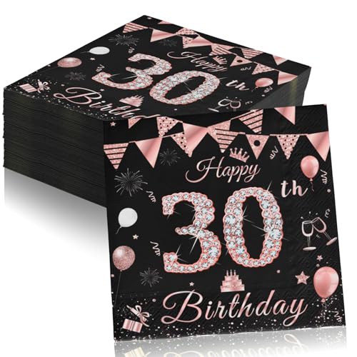 Servietten 30 Geburtstag Frauen, 40 StüCk Party Servietten für 30. Geburtstag Servietten Rosegold Papierserviette Mädchen Party Serviette Papier 2-Lagig für Erwachsene Geburtstag Tischdeko Servietten 30 Geburtstag Frauen, 40 StüCk Party Servietten für 30. Geburtstag Servietten Rosegold Papierserviette Mädchen Party Serviette Papier 2-Lagig für Erwachsene Geburtstag Tischdeko von Yibat