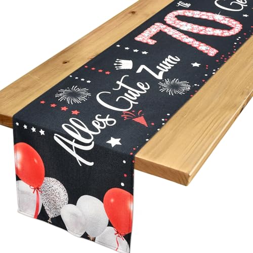 Tischläufer 70 Geburtstag Deko 70. Geburtstag Mann Frau Rot Schwarz Tischdeko Geburtstag zum Ihn Ihr Jahrestag Feier Party Dinner Tisch Leinen Tischdecke Deko für Zuhause, 183x33 cm Tischläufer 70 Geburtstag Deko 70. Geburtstag Mann Frau Rot Schwarz Tischdeko Geburtstag zum Ihn Ihr Jahrestag Feier Party Dinner Tisch Leinen Tischdecke Deko für Zuhause, 183x33 cm von Yibat