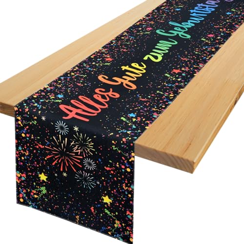 Tischläufer Geburtstag, Yibat Tischläufer Geburtstag Deko, Bunt Tischläufer Deko Geburtstag Alles Gute Zum Geburtstag Tisch Deko für Kinder Mädchen Jungen Geburtstag Party Deko 183 x 33cm von Yibat