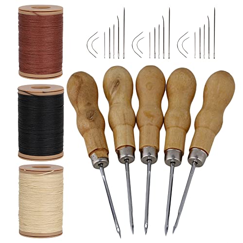 Yibuy Gewachste Fadenschnur, 3 Farben, 100 m und 75 m, mit 5 x Handahle, DIY Handwerk von Yibuy