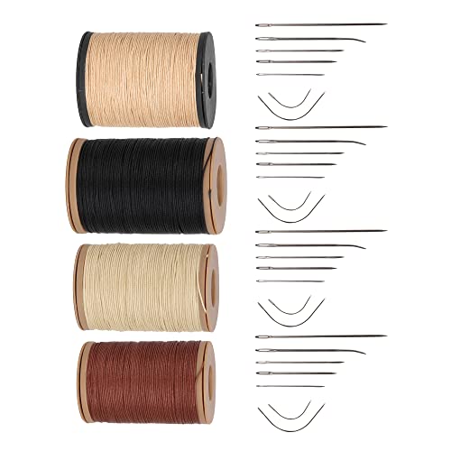 Yibuy Gewachstes Fadenschnur-Set mit Werkzeug, 0,55 mm, 4 Farben für DIY-Lederhandwerk von Yibuy