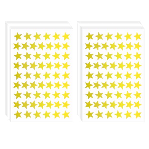 2160 Stück,Stern Aufkleber,Sticker Gold,Glitzer Sticker,Selbstklebende Goldsterne Für Lehrer & Schüler–Belohnungssticker Für Unterricht,Bastelprojekte,Scrapbooking (40 Blätter) von Yicelerate