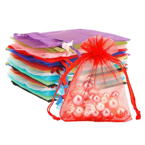 Organzasäckchen,Organzasäckchen Klein,Schmuckbeutel,Organzasäckchen 8 * 10cm 50 Stück Farbig,Geschenktüten,Säckchen Zum Befüllen,Kleine Geschenktüten,Mitgebsel Tüten,Süßigkeiten Tüten,Organza Stoff von Yicelerate