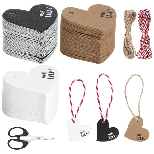 300 Stück Geschenkanhänger Herz, 3 Farben Anhänger Papier mit 20m Baumwollschnur und Schere, Etiketten für Hochzeit Geschenke Zum Basteln 300 Stück Geschenkanhänger Herz, 3 Farben Anhänger Papier mit 20m Baumwollschnur und Schere, Etiketten für Hochzeit Geschenke Zum Basteln von Yicenmy