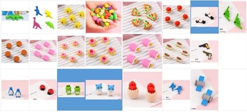 42 Stück Radiergummi Kinder, Radiergummi Set mit Tiere Dino Obst Gemüse und Nahrung, Lustige Radiergummis für Kinder Geschenkfüllung, Hausaufgaben-Belohnungen, Partygeschenke (Farbstil Zufällig) von Yicenmy